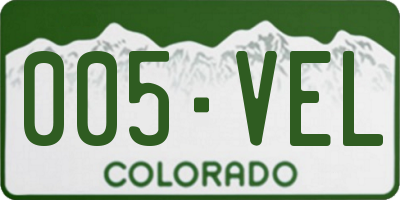 CO license plate 005VEL