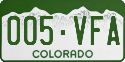 CO license plate 005VFA