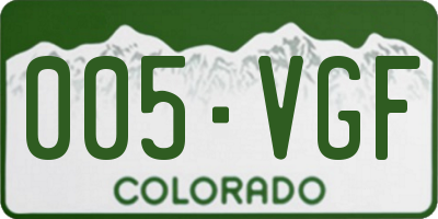 CO license plate 005VGF