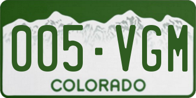 CO license plate 005VGM