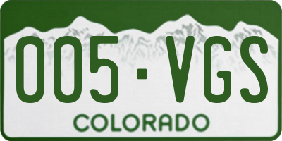 CO license plate 005VGS