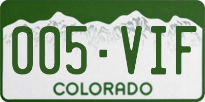 CO license plate 005VIF