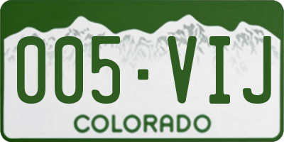 CO license plate 005VIJ