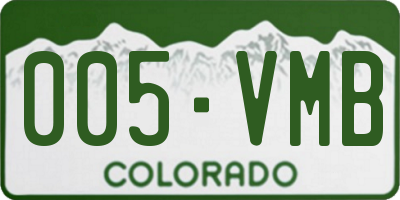 CO license plate 005VMB