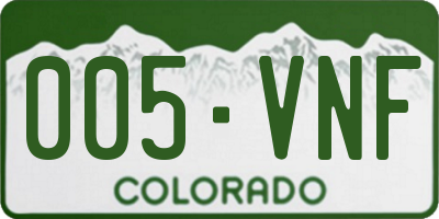 CO license plate 005VNF
