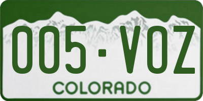 CO license plate 005VOZ