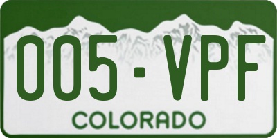 CO license plate 005VPF