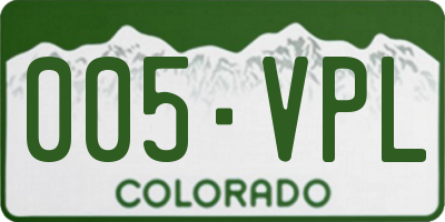 CO license plate 005VPL
