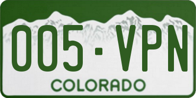 CO license plate 005VPN