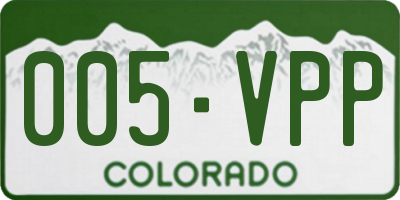 CO license plate 005VPP