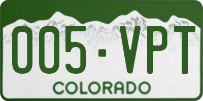 CO license plate 005VPT