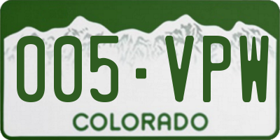 CO license plate 005VPW