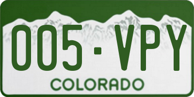 CO license plate 005VPY