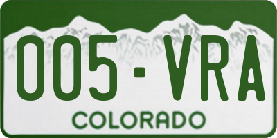 CO license plate 005VRA