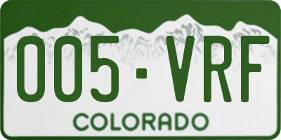 CO license plate 005VRF