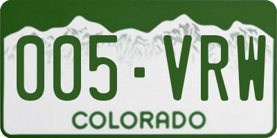 CO license plate 005VRW