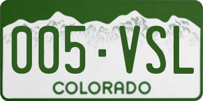 CO license plate 005VSL
