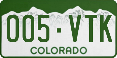 CO license plate 005VTK