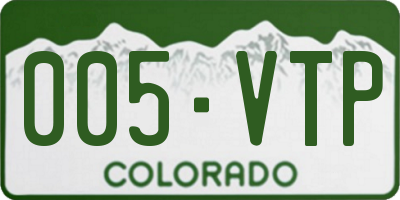 CO license plate 005VTP
