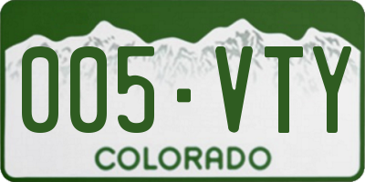 CO license plate 005VTY