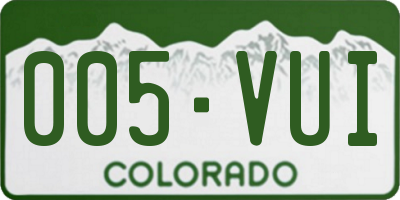 CO license plate 005VUI