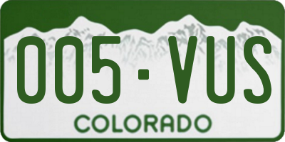 CO license plate 005VUS