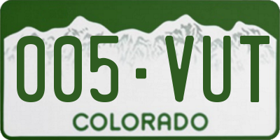 CO license plate 005VUT