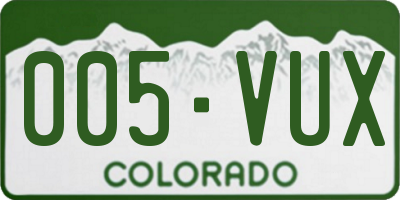 CO license plate 005VUX