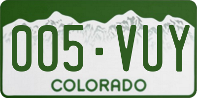 CO license plate 005VUY