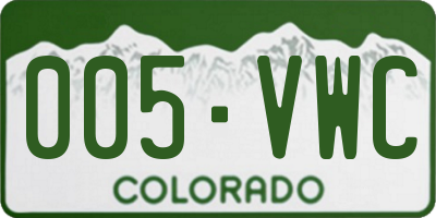 CO license plate 005VWC