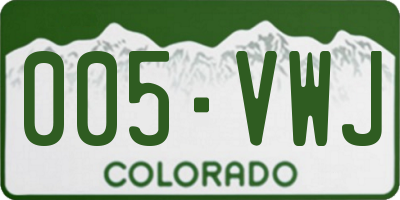 CO license plate 005VWJ