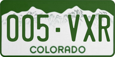 CO license plate 005VXR