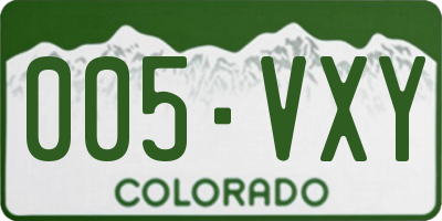CO license plate 005VXY