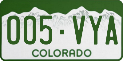 CO license plate 005VYA