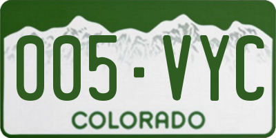 CO license plate 005VYC