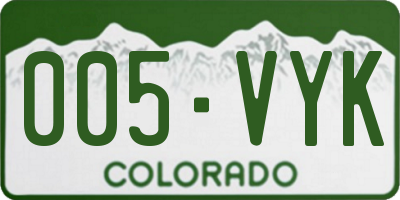 CO license plate 005VYK