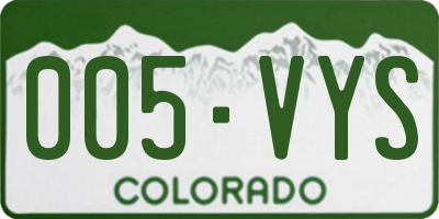 CO license plate 005VYS