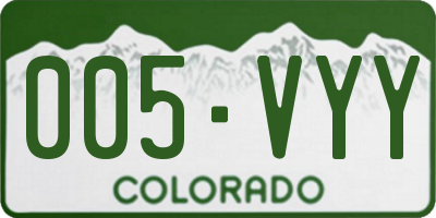 CO license plate 005VYY