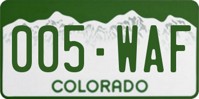 CO license plate 005WAF