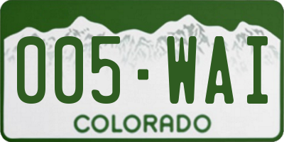 CO license plate 005WAI