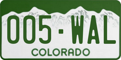 CO license plate 005WAL