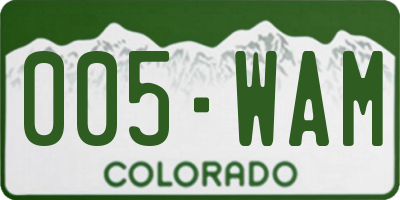 CO license plate 005WAM