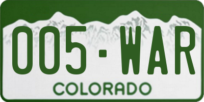 CO license plate 005WAR