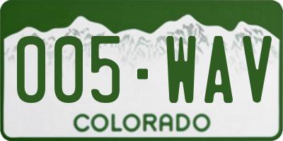 CO license plate 005WAV