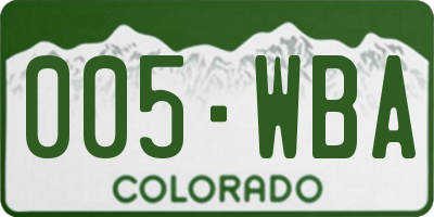 CO license plate 005WBA