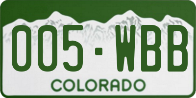 CO license plate 005WBB