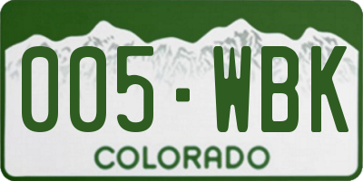 CO license plate 005WBK