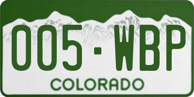 CO license plate 005WBP