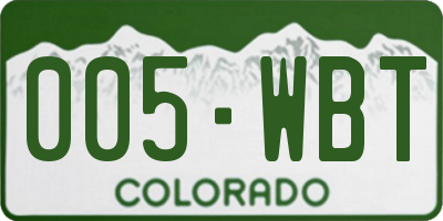 CO license plate 005WBT