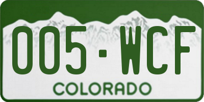 CO license plate 005WCF